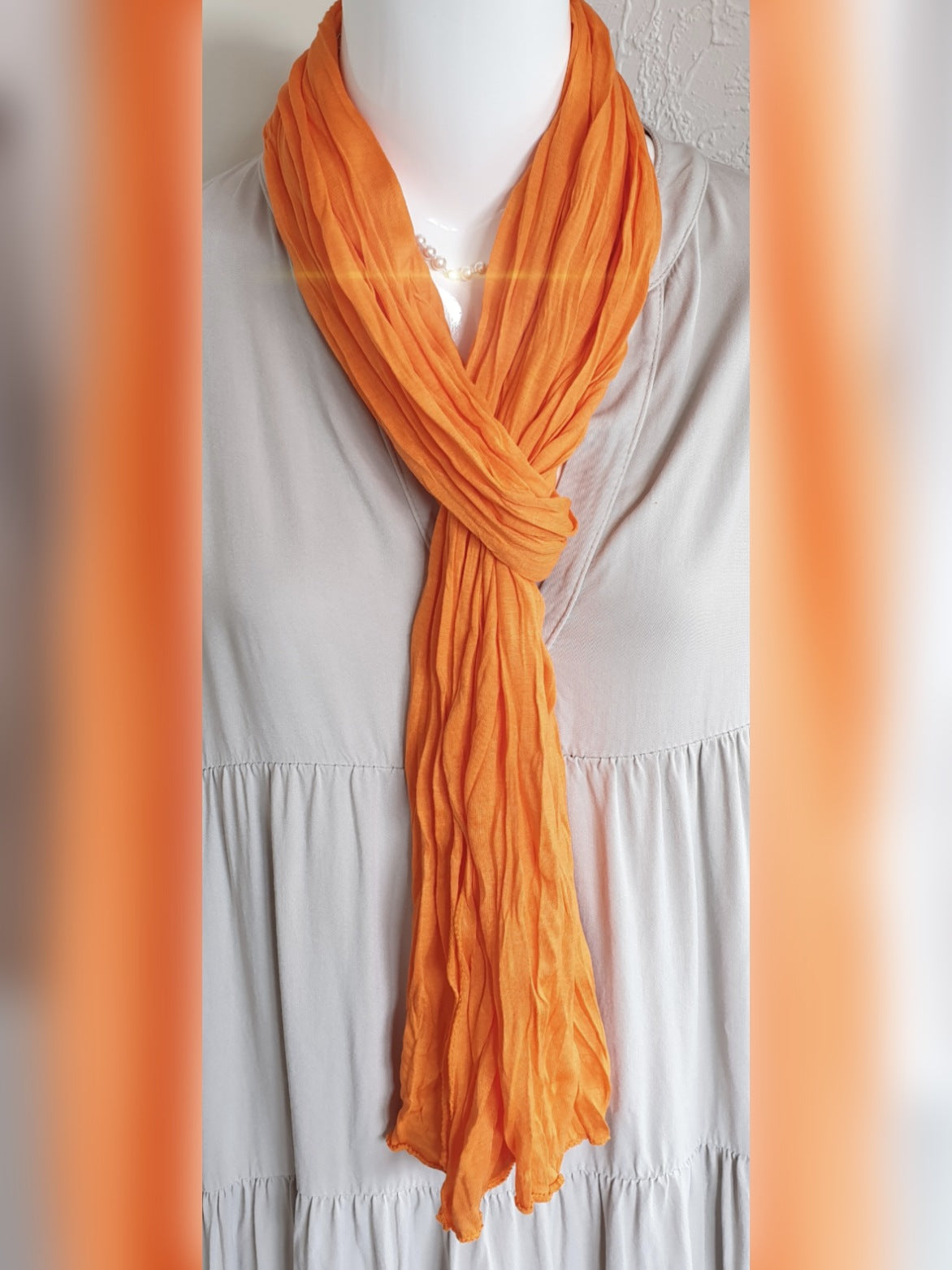 Langer, schmaler Jersey Schal in Orange