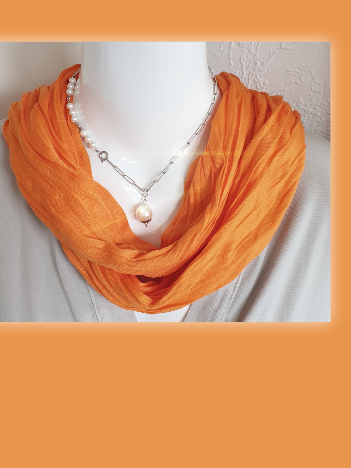 Langer, schmaler Jersey Schal in Orange