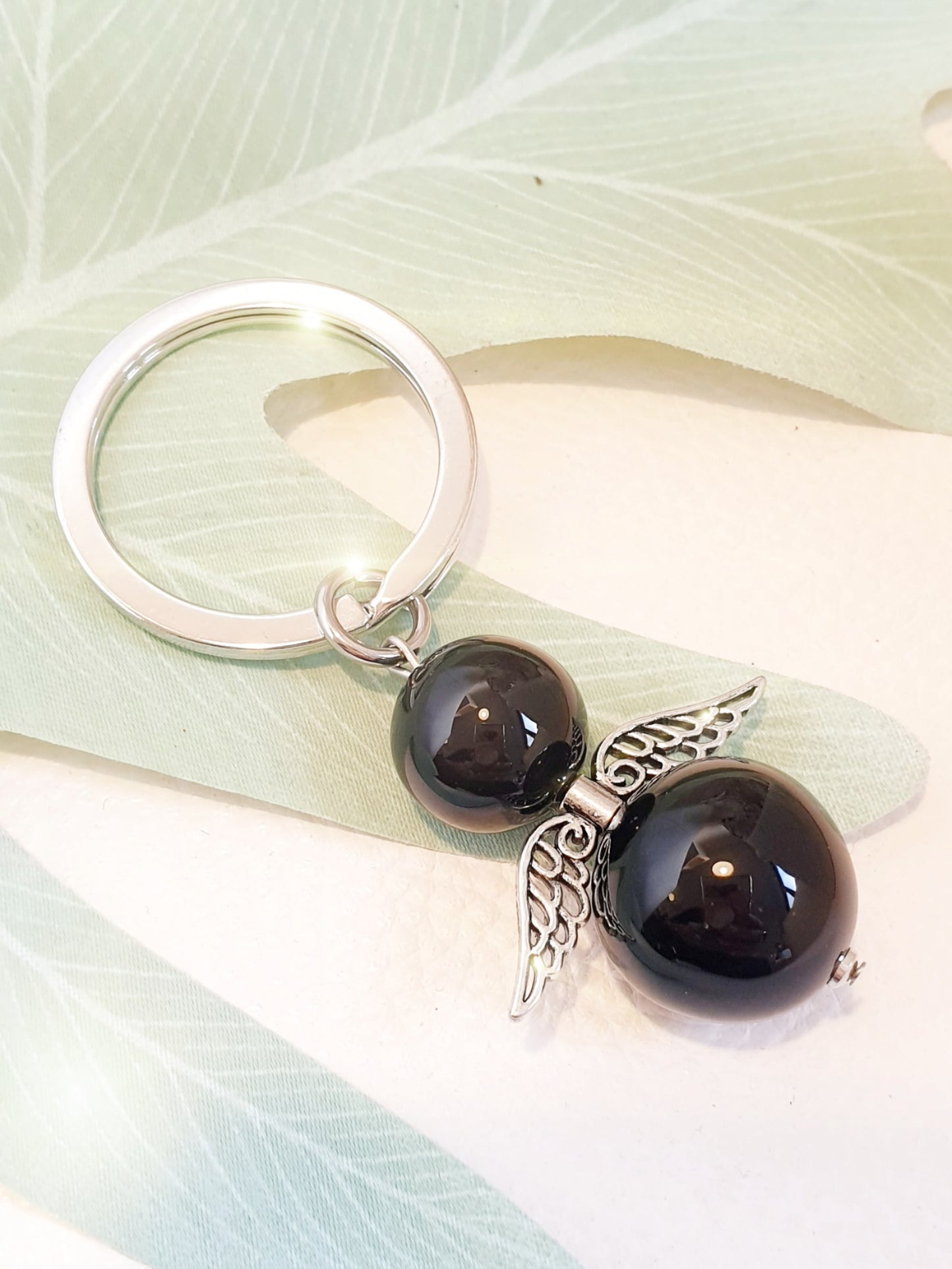 schutzengel Engel Schlüsselanhänger Onyx Schwarz