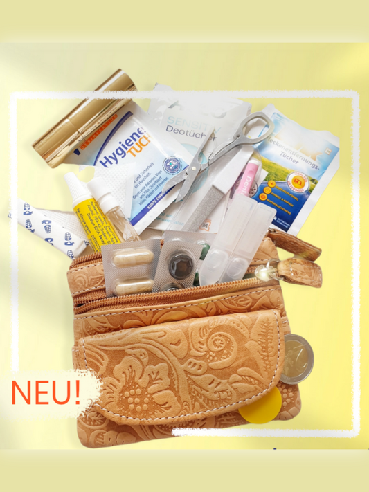 Schlüsselmäppchen Schlüsselanhänger aus Leder in altrosa mit Blumen Prägung