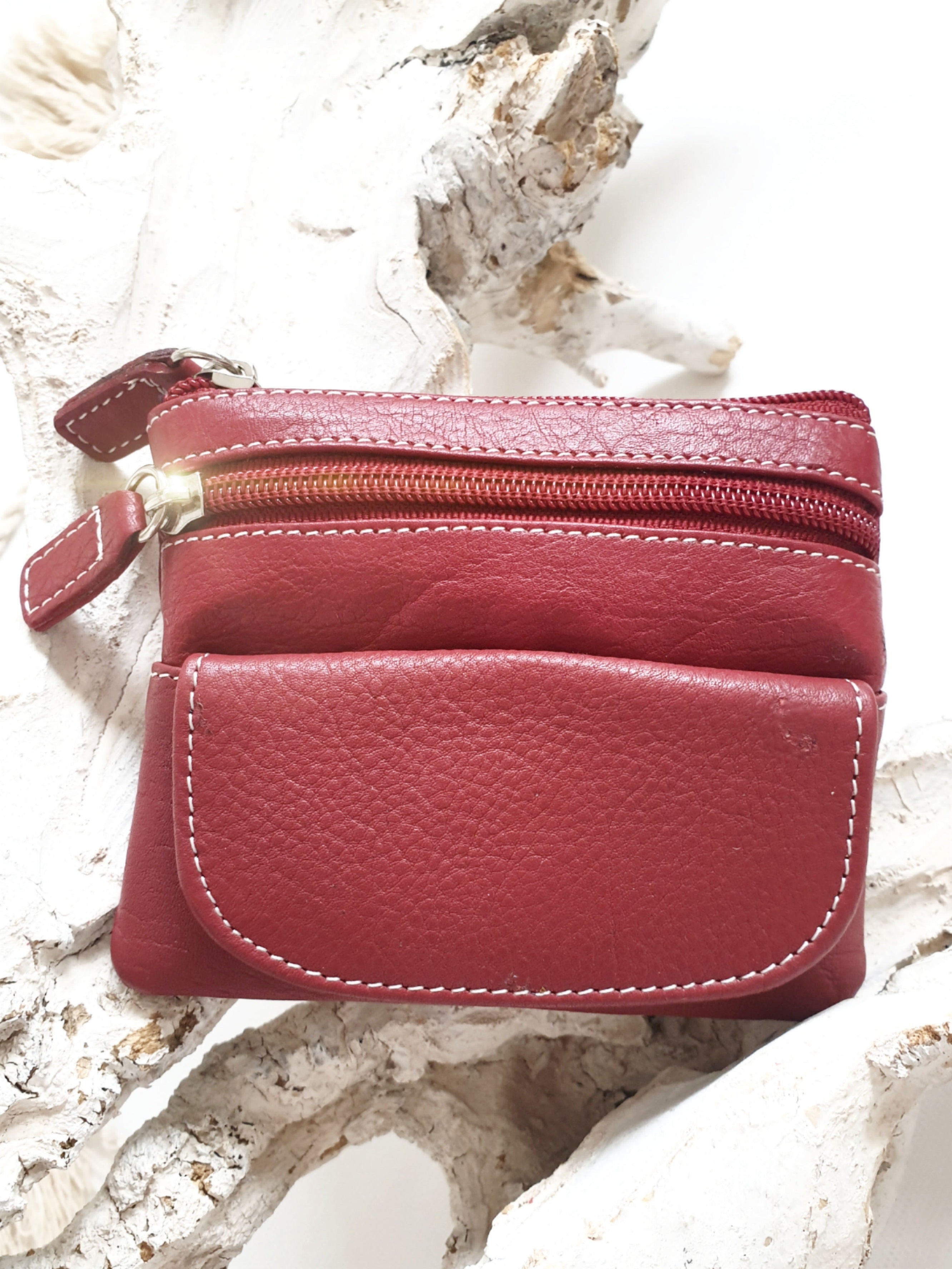 Nylon Schlüsselmäppchen Münztasche - Mehrfarbig, Lederoptik, Mit Hardware-Anhänger