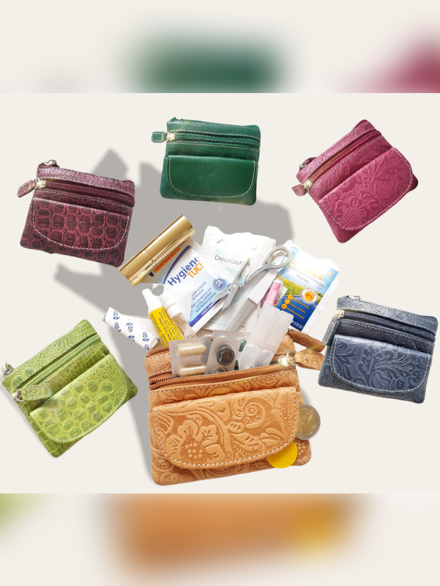 Schlüsselmäppchen Schlüsselanhänger aus Leder in grau