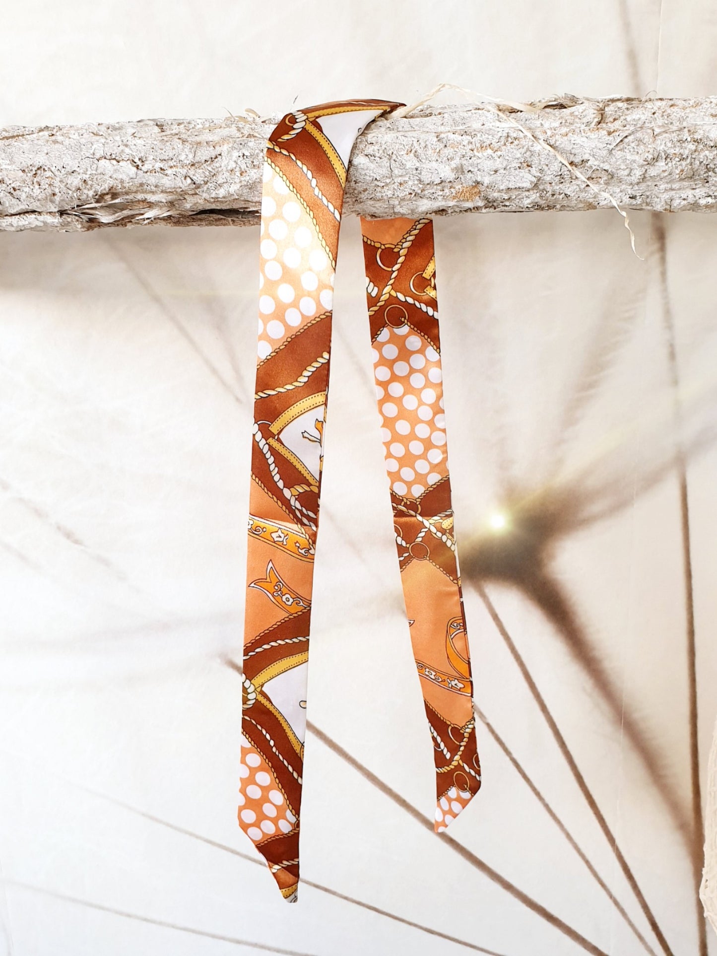 Satinband schmal in Orange Camel