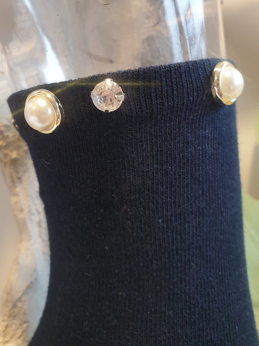 Socken mit Strass und Perlen in Blau