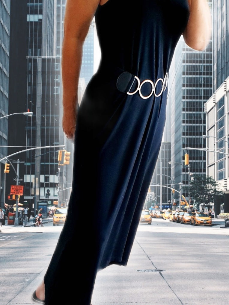 Stretchgürtel in schwarz mit goldenen oder silbernen Kettenelementen