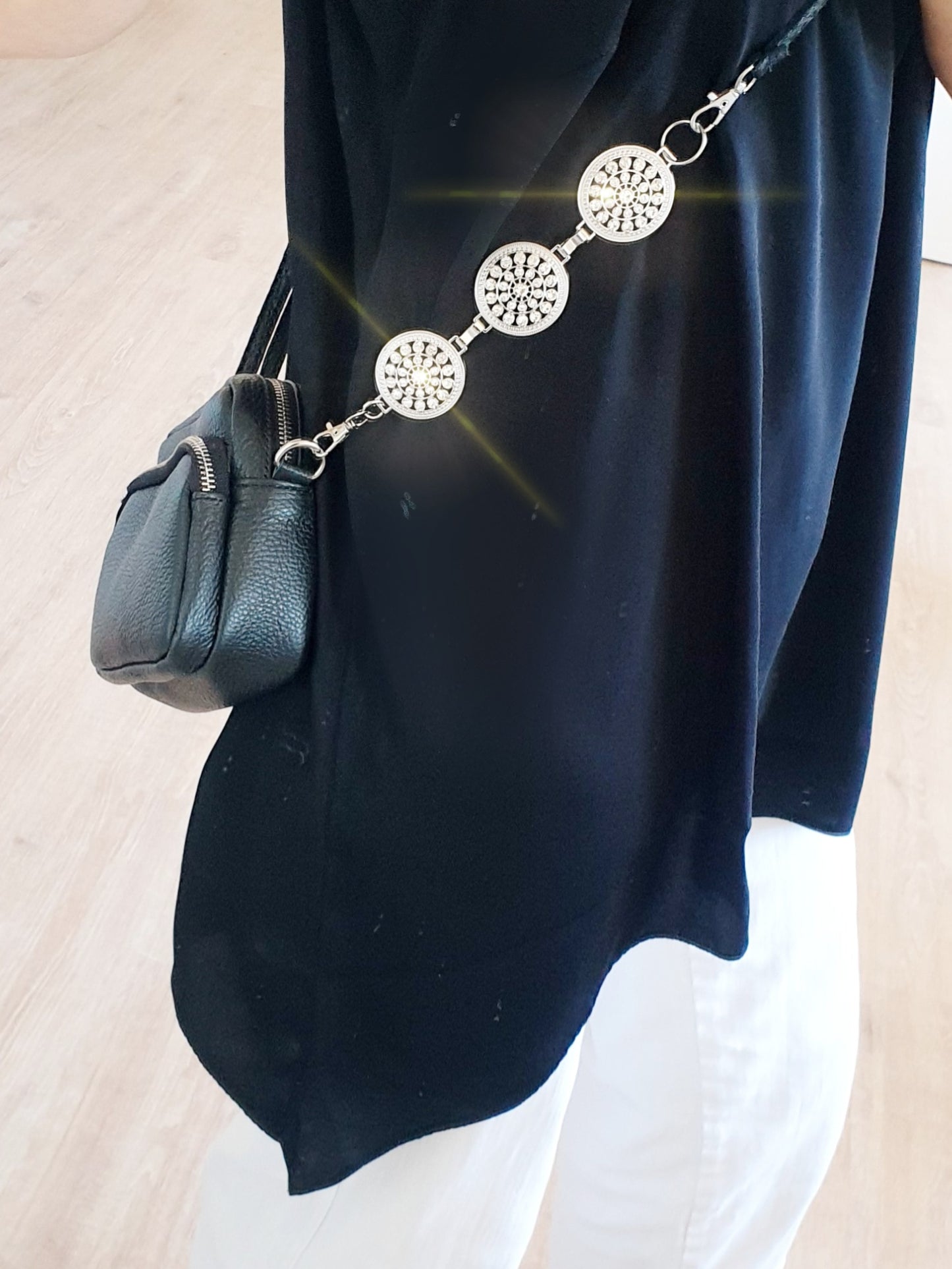 Taschengurtverlängerung kette Metall mit Strass