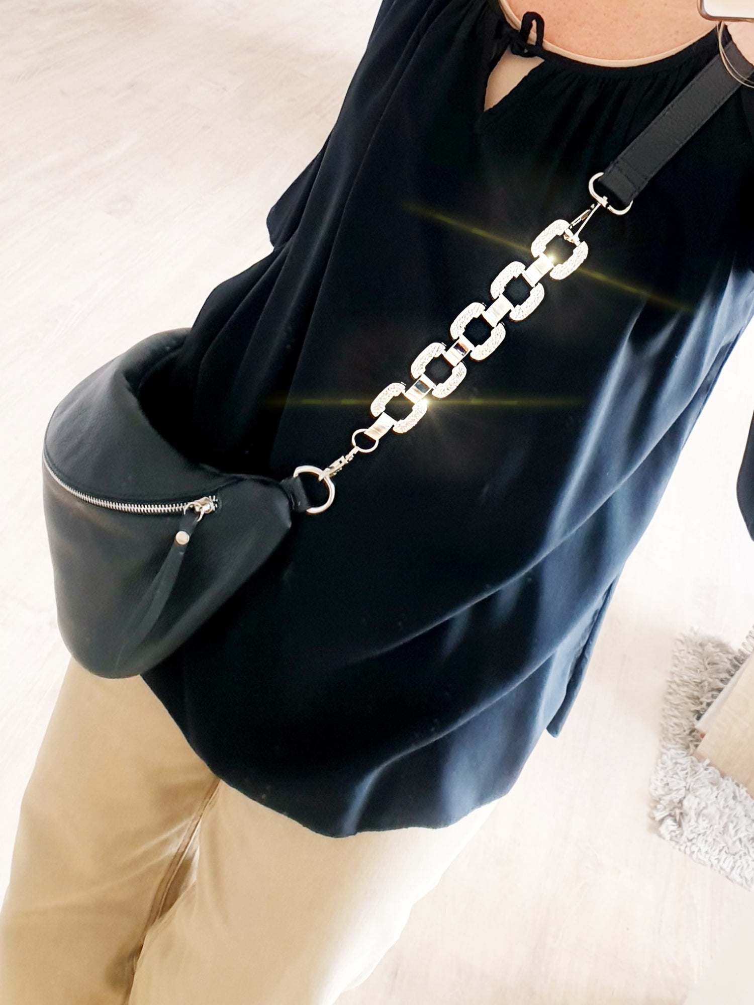 Verlängerung Kette für taschengurt aus Metall in Silber