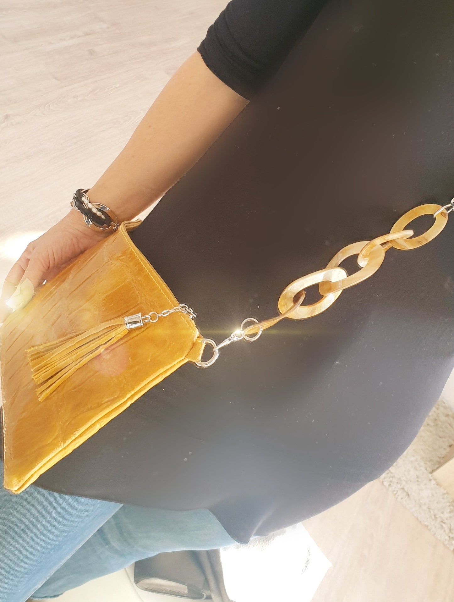 Taschengurt Verlängerung aus Resin in Camel Gelb