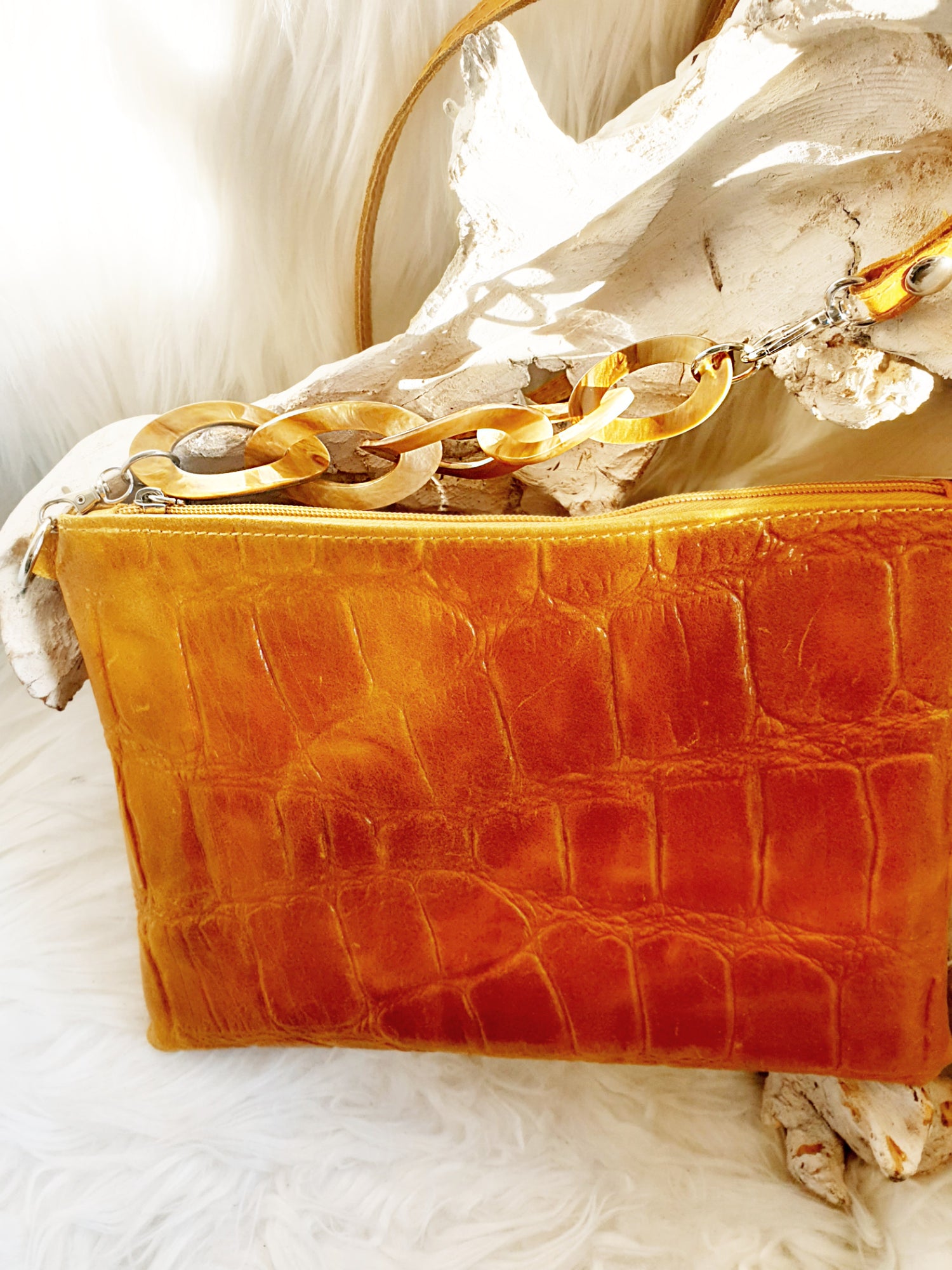 Taschengurt Verlängerung aus Resin in Camel Gelb