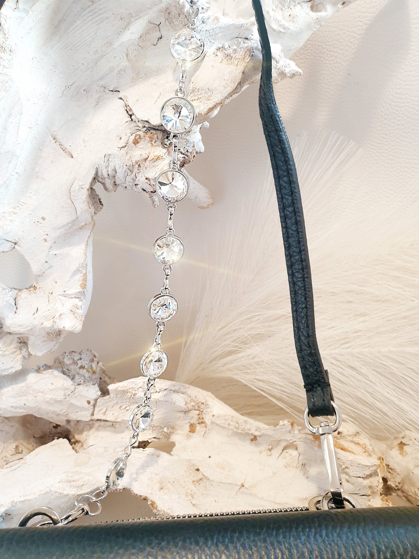 Verlängerung für taschengurte strasskette Silber