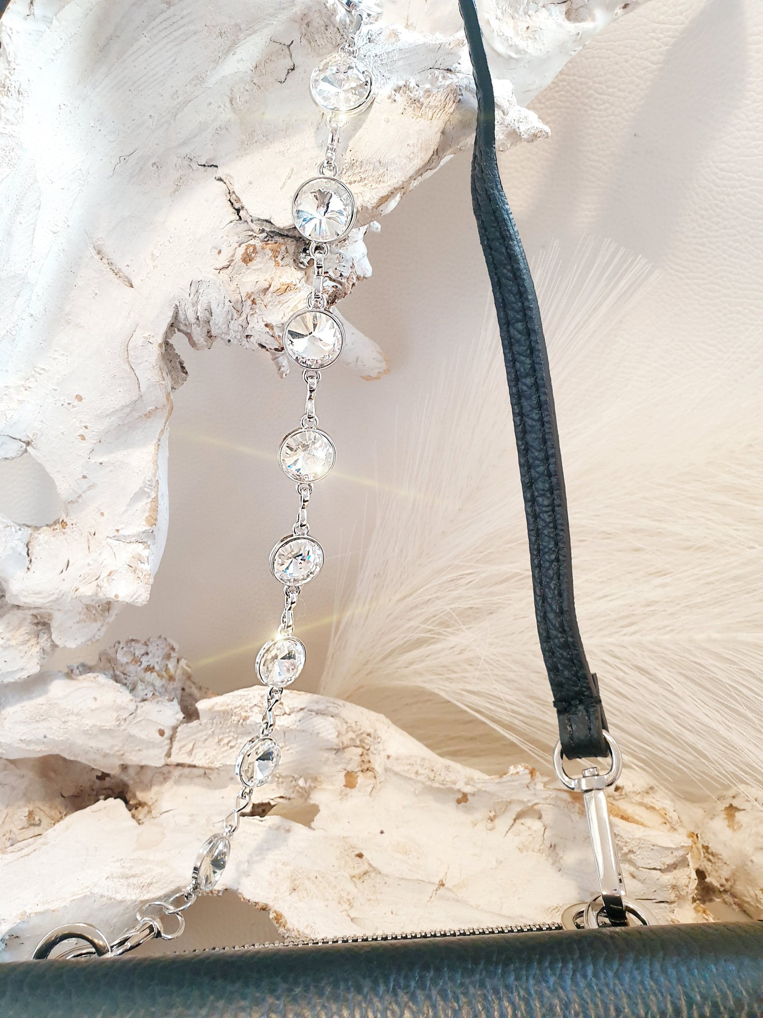 Verlängerung für taschengurte strasskette Silber