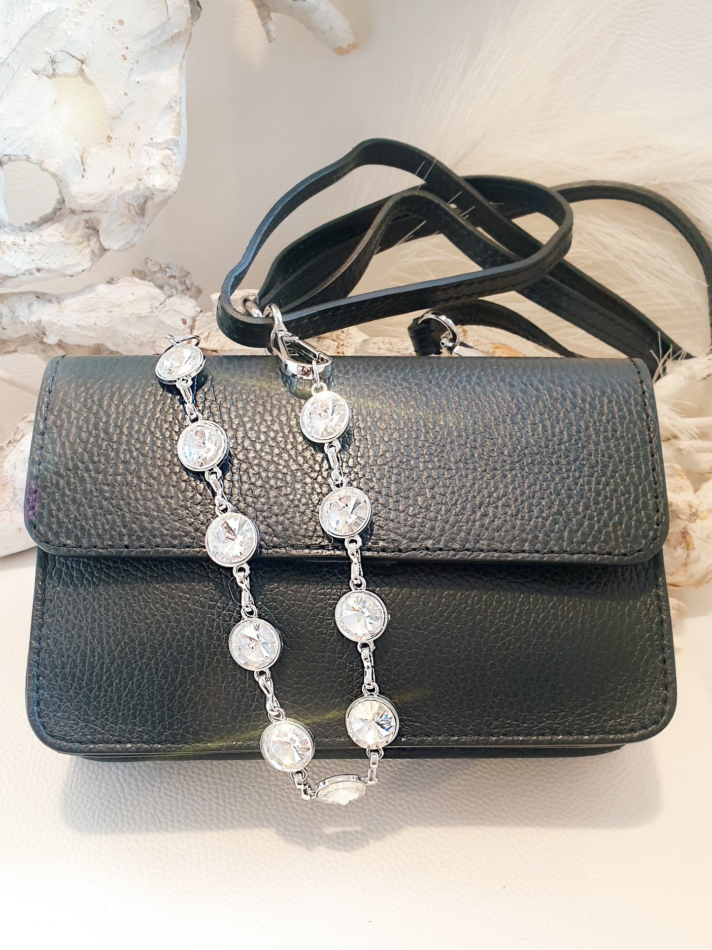 Verlängerung für taschengurte strasskette Silber