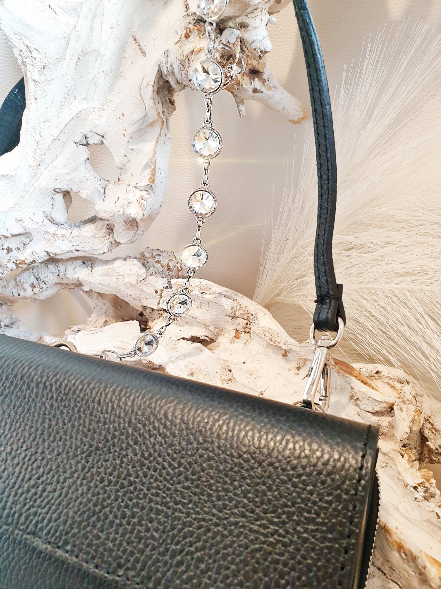 Verlängerung für taschengurte strasskette Silber