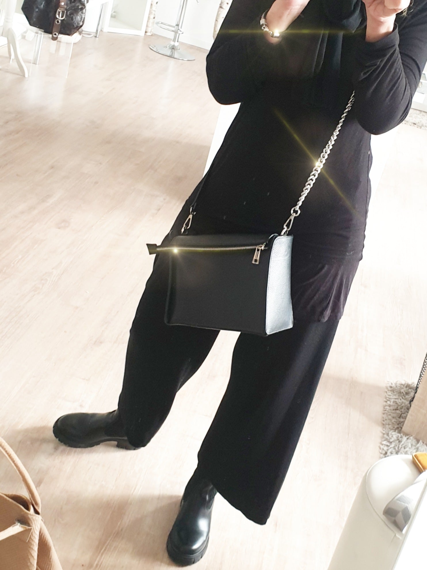 Taschenhenkel Kette in Silber an Tasche