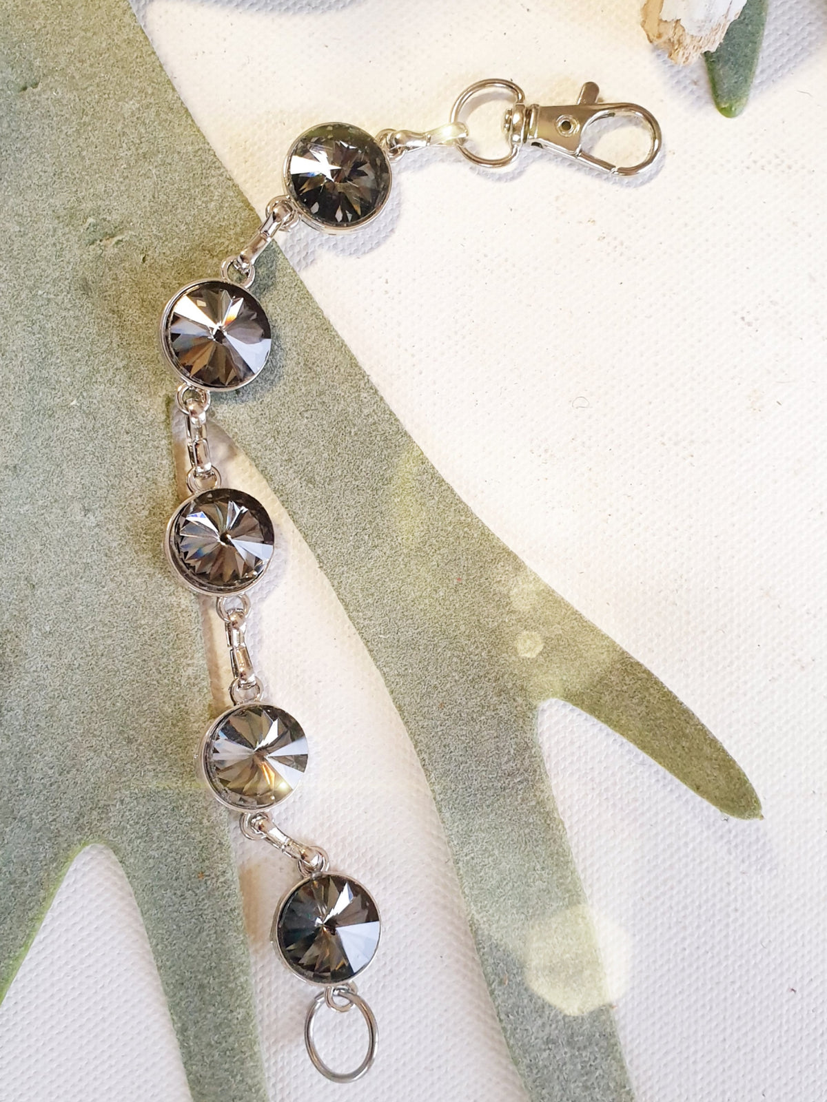 Taschengurt Verlängerung Taschenhenkel Strass dunkel/ Kette / Silber / M13