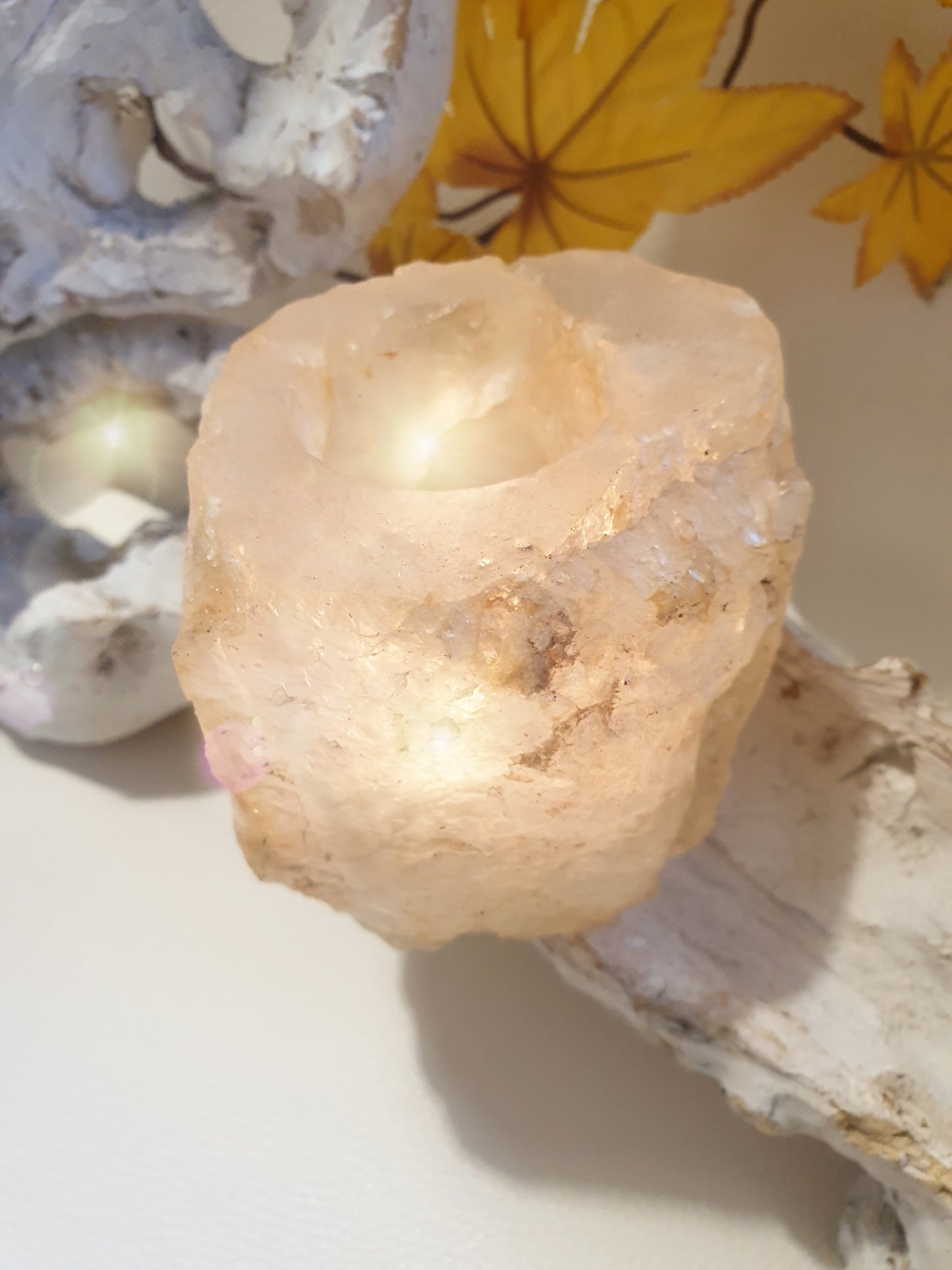 Windlicht aus Edelstein citrin Geschenk