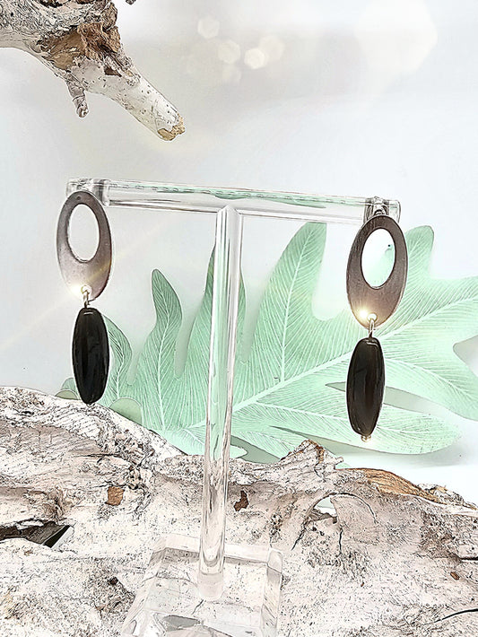 Ohrringe aus Edelstahl mit Onyx