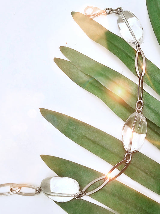 Armband Bergkristall crash / Edelstahl / Gliederarmband