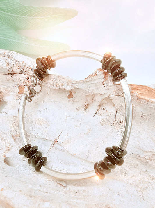 Armreif aus Edelstahl mit schwarzem Onyx