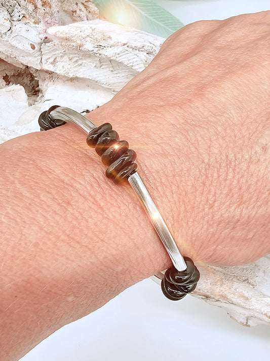 Armreif aus Edelstahl mit schwarzem Onyx