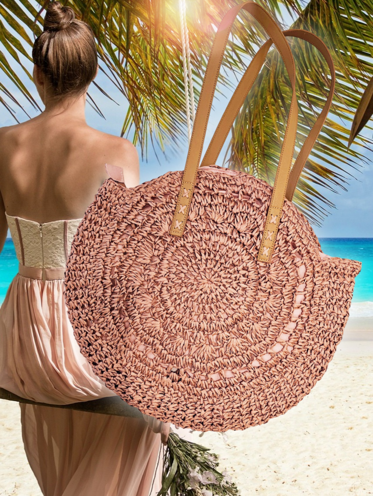 Basttasche rosa