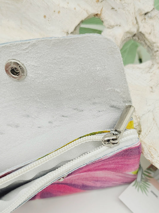 Kleiner Geldbeutel mit Blumen Druck in Pink