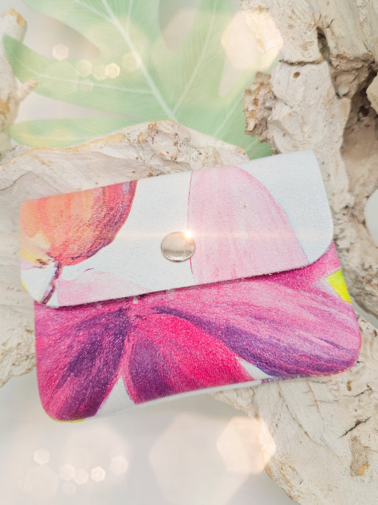 Kleiner Geldbeutel mit Blumen Druck in Pink