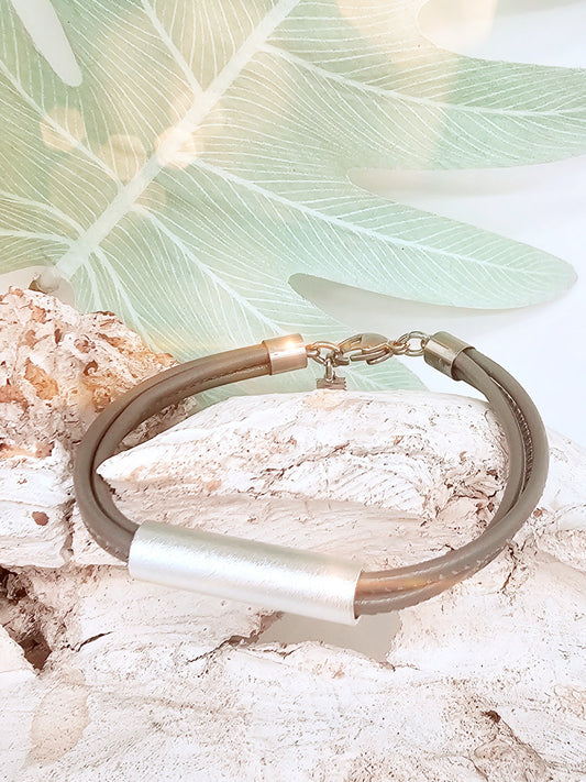 Leder-Armband taupe