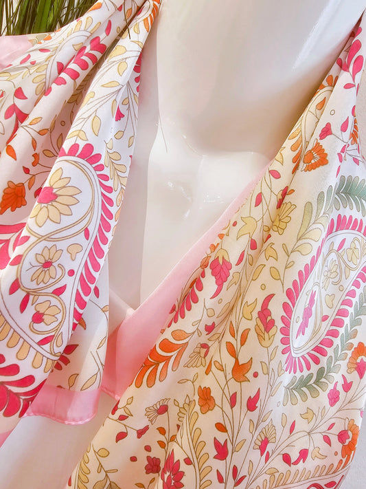 Schal NICKITUCH Carrétuch / Pink Beige Grün / Paisleymuster