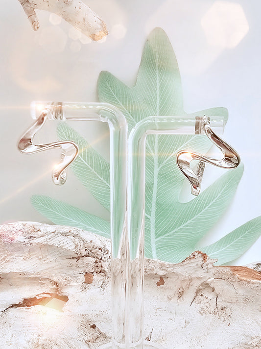 Ohrringe Ohrstecker / geschlängelt / Edelstahl Silber