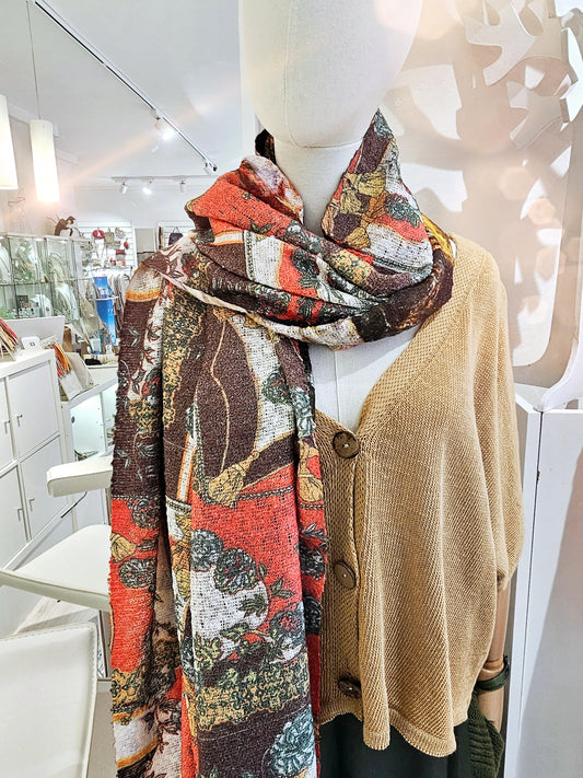 Schal Stola / Senfgelb Olivgrün / 2 Seiten