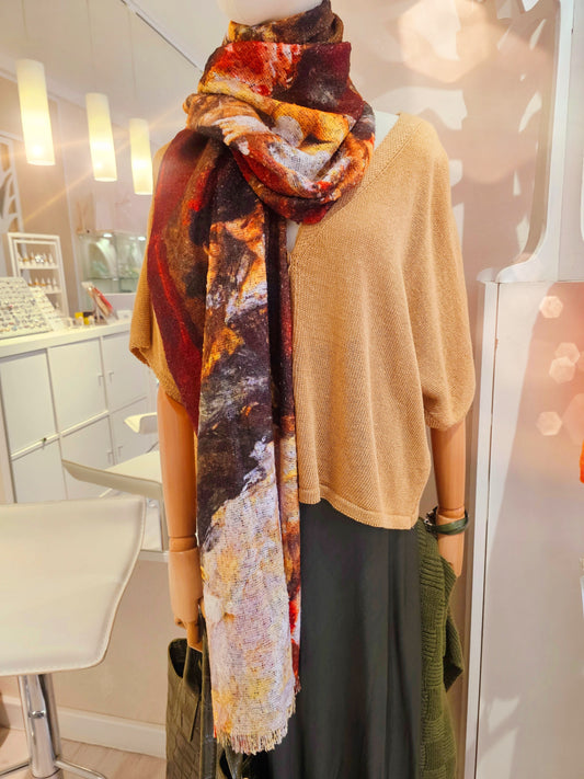 Schal Stola / Senfgelb Olivgrün / 2 Seiten