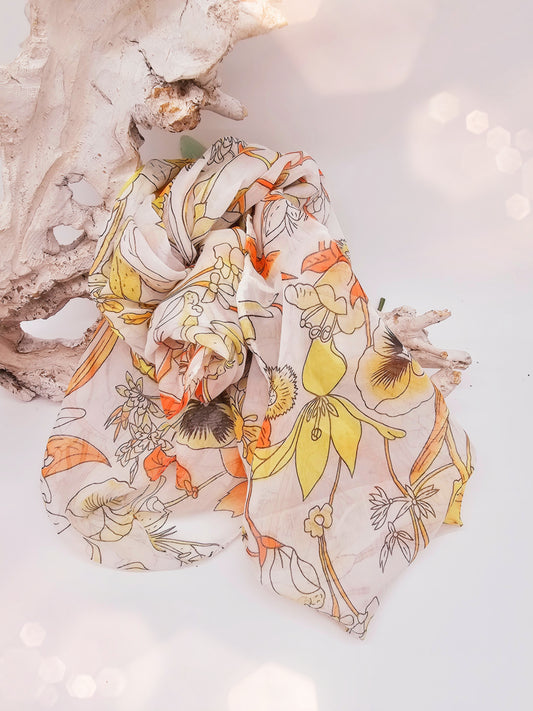 schal-loop-gelb-orange-blumen-1