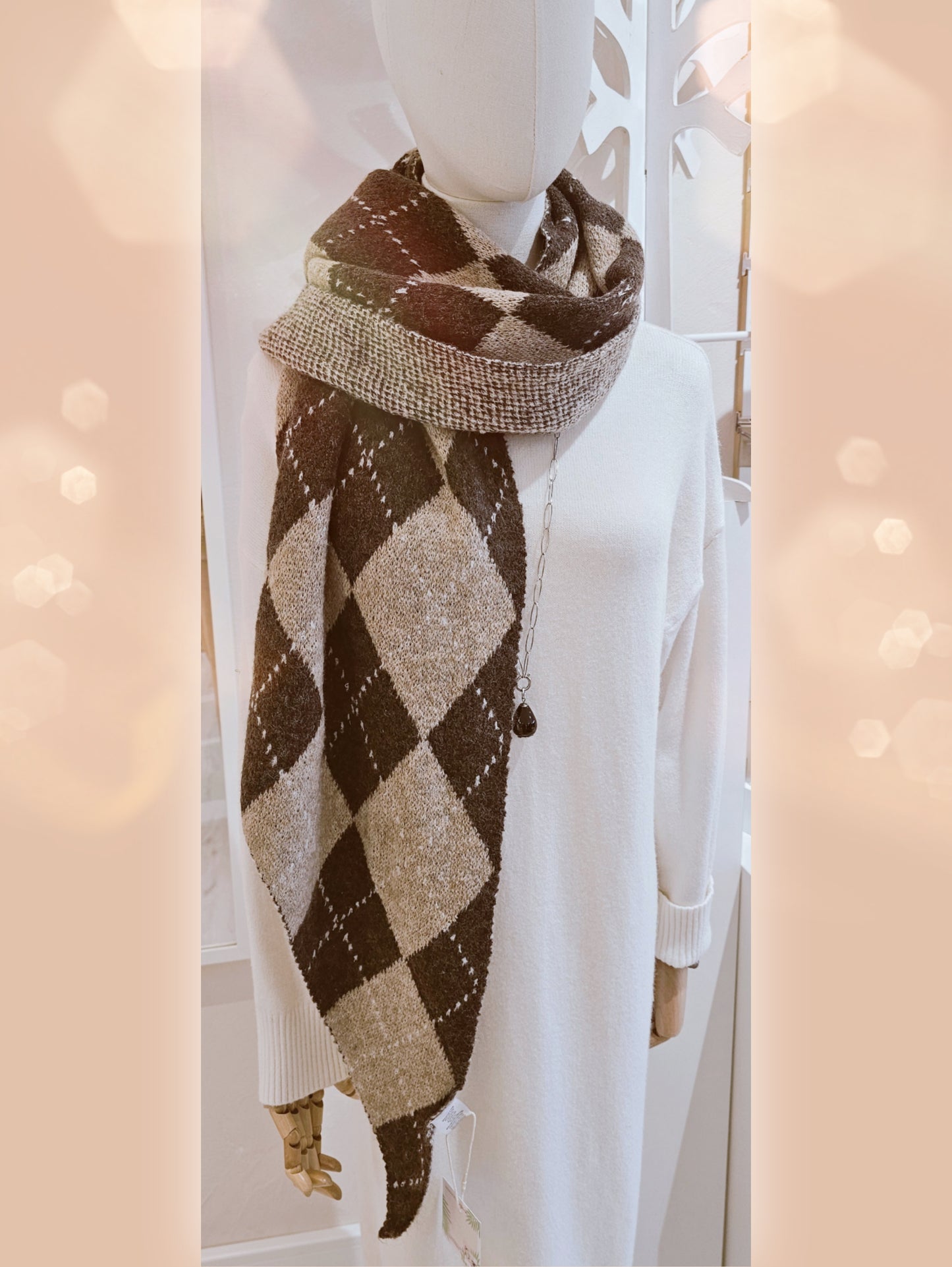 schal-strick-braun-beige-raute-kariert-1