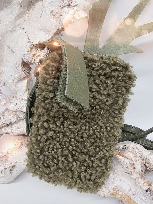 Teddy - Handytasche in OLIVgrün mit Leder