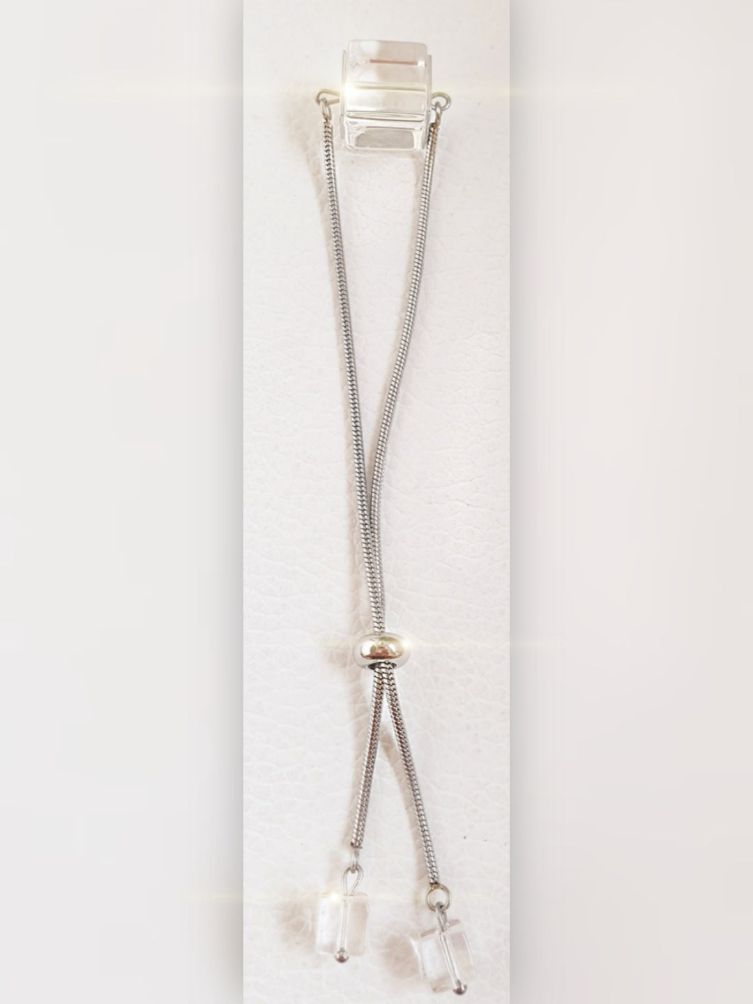 Armband ZUGARMBAND / Edelstahl BERGKRISTALL Würfel klar / verstellbar
