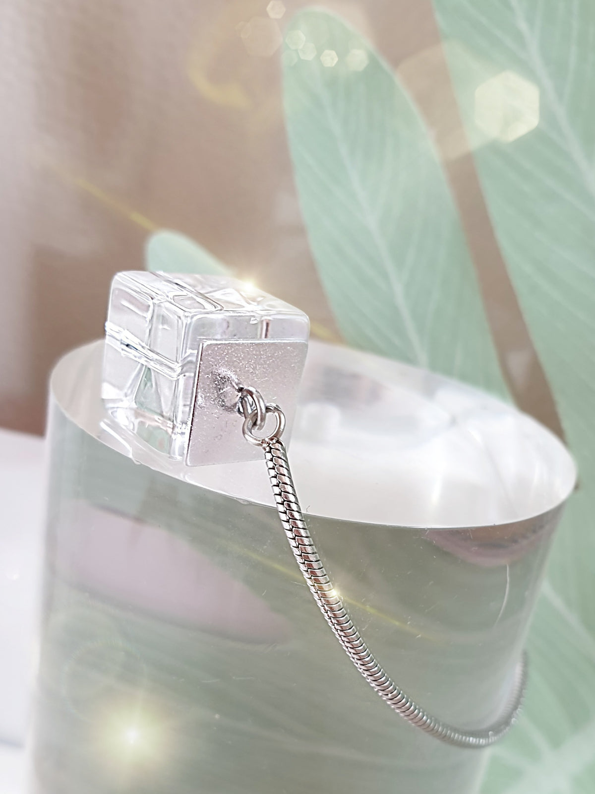Armband ZUGARMBAND / Edelstahl BERGKRISTALL Würfel klar / verstellbar