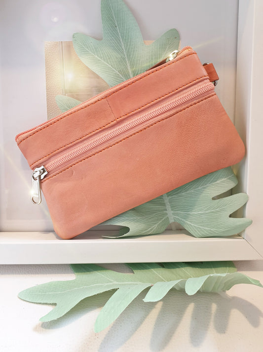 Mäppchen Etui aus Leder in Apricot