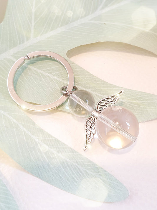 Schlüsselanhänger mit Bergkristall Engel