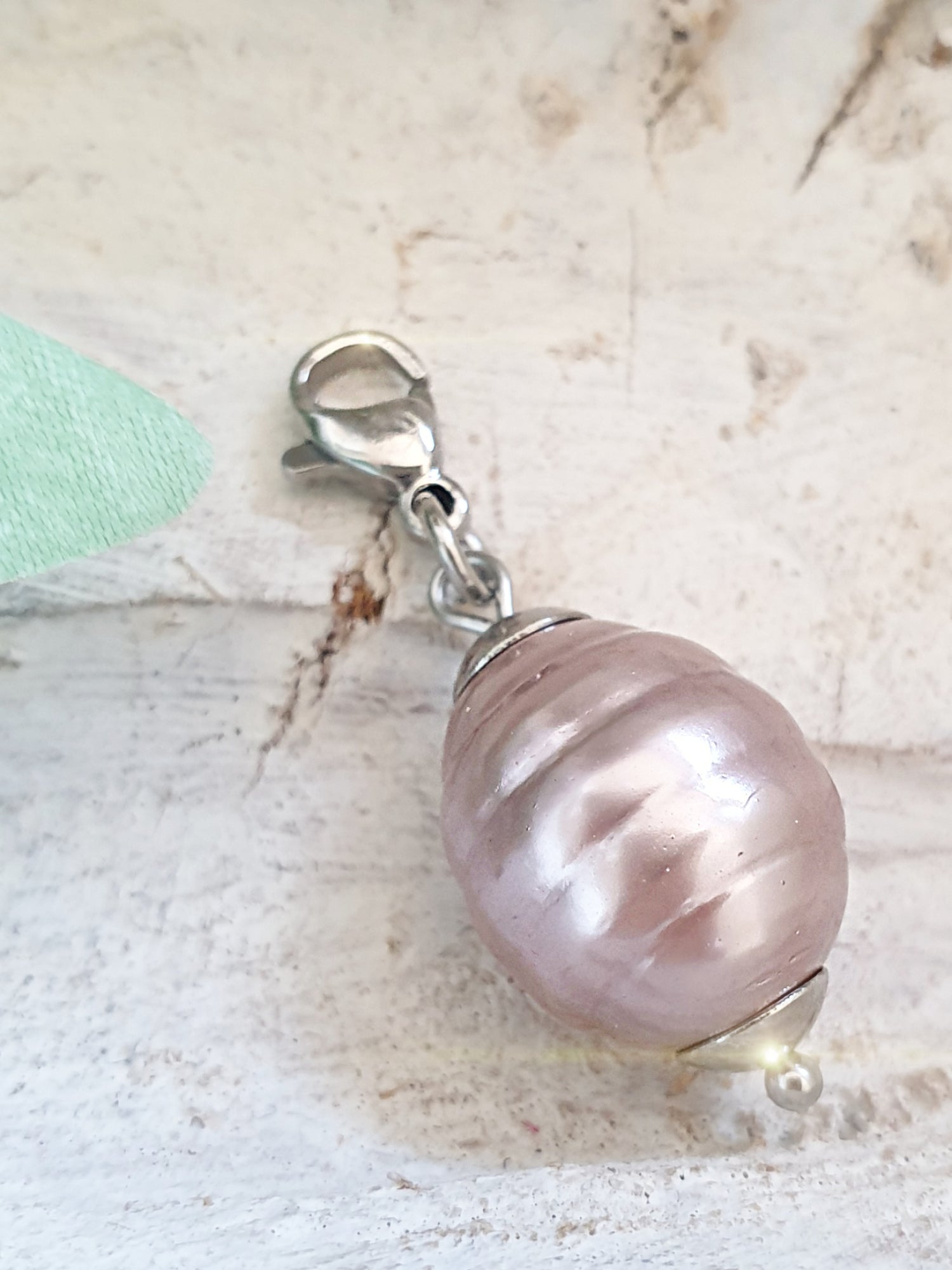 Anhänger Charm Perle groß Rosa