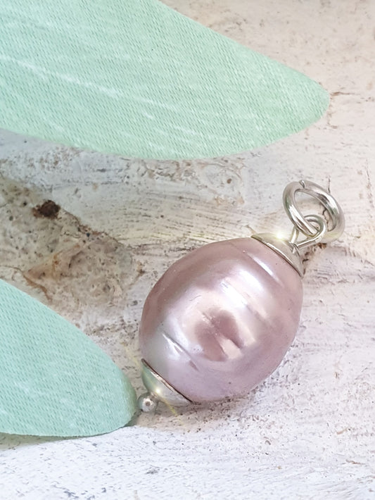 Anhänger Charm Perle groß Rosa