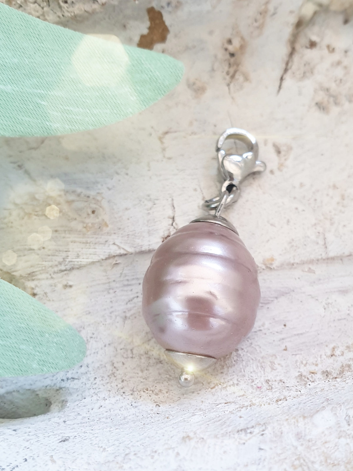 Anhänger Charm Perle groß Rosa