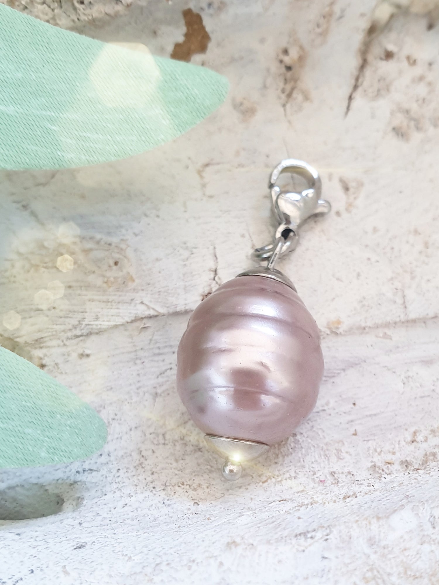 Anhänger Charm Perle groß Rosa