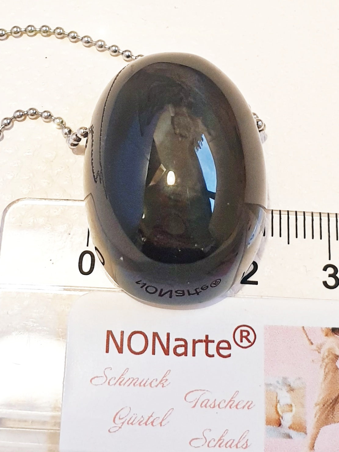 Anhänger aus Regenbogenobsidian in Tropfenform Schwarz