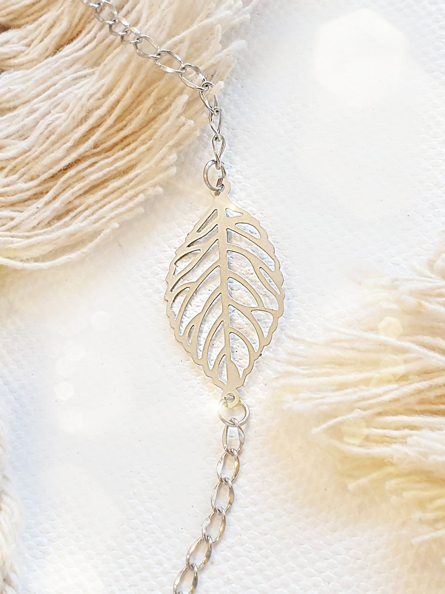 Edelstahl Armband filigran Blatt