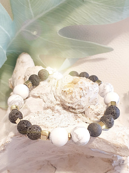 Armreif mit Magnesit, Lava und Hämatit