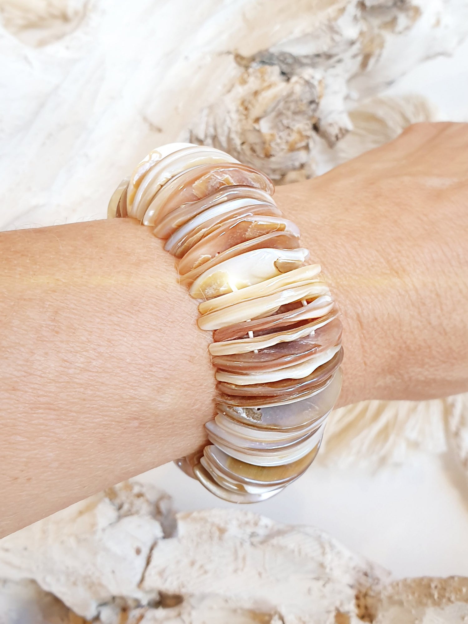 Muschelarmband in Beige Natur