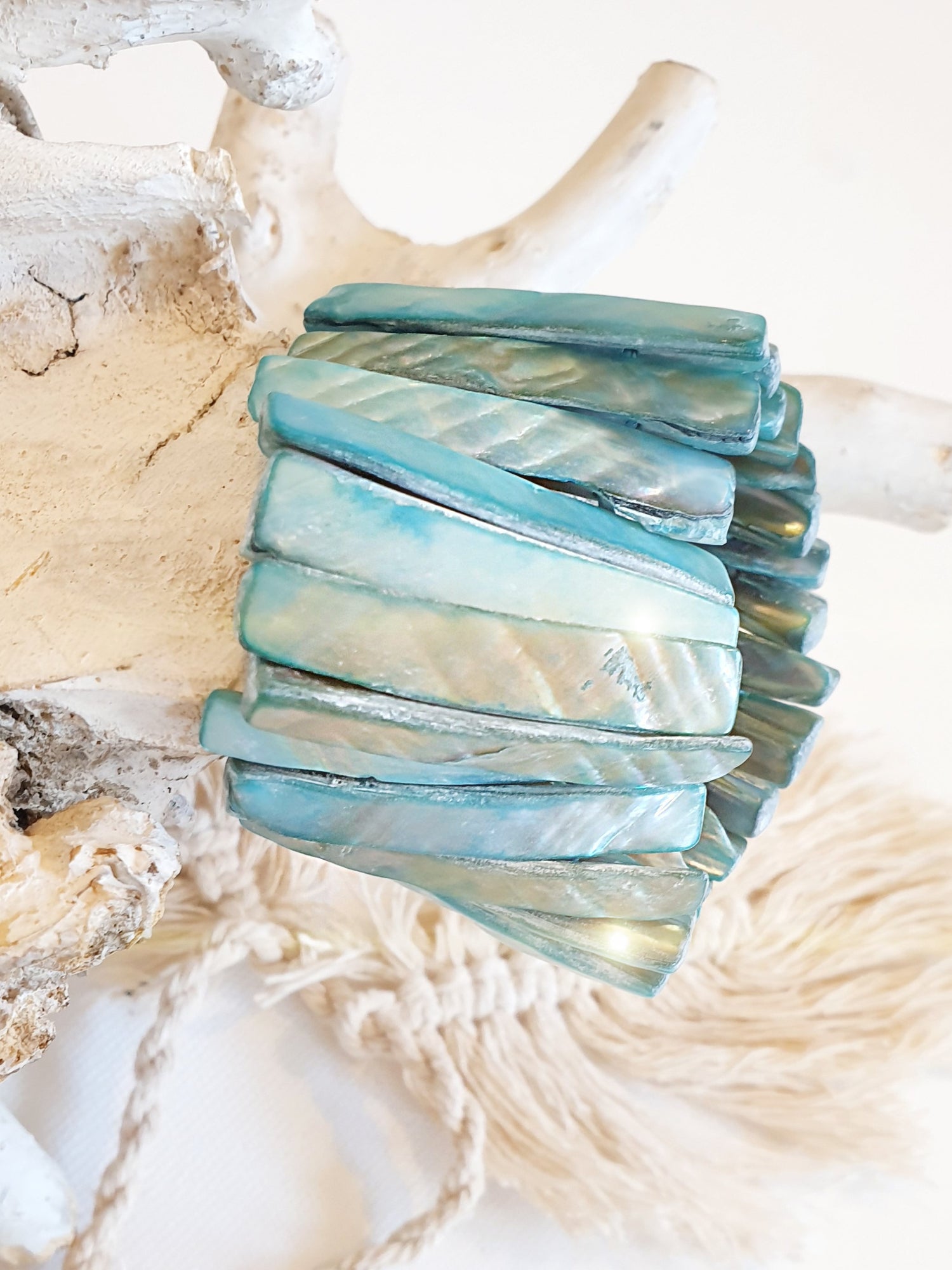 Muschelarmband in Türkis