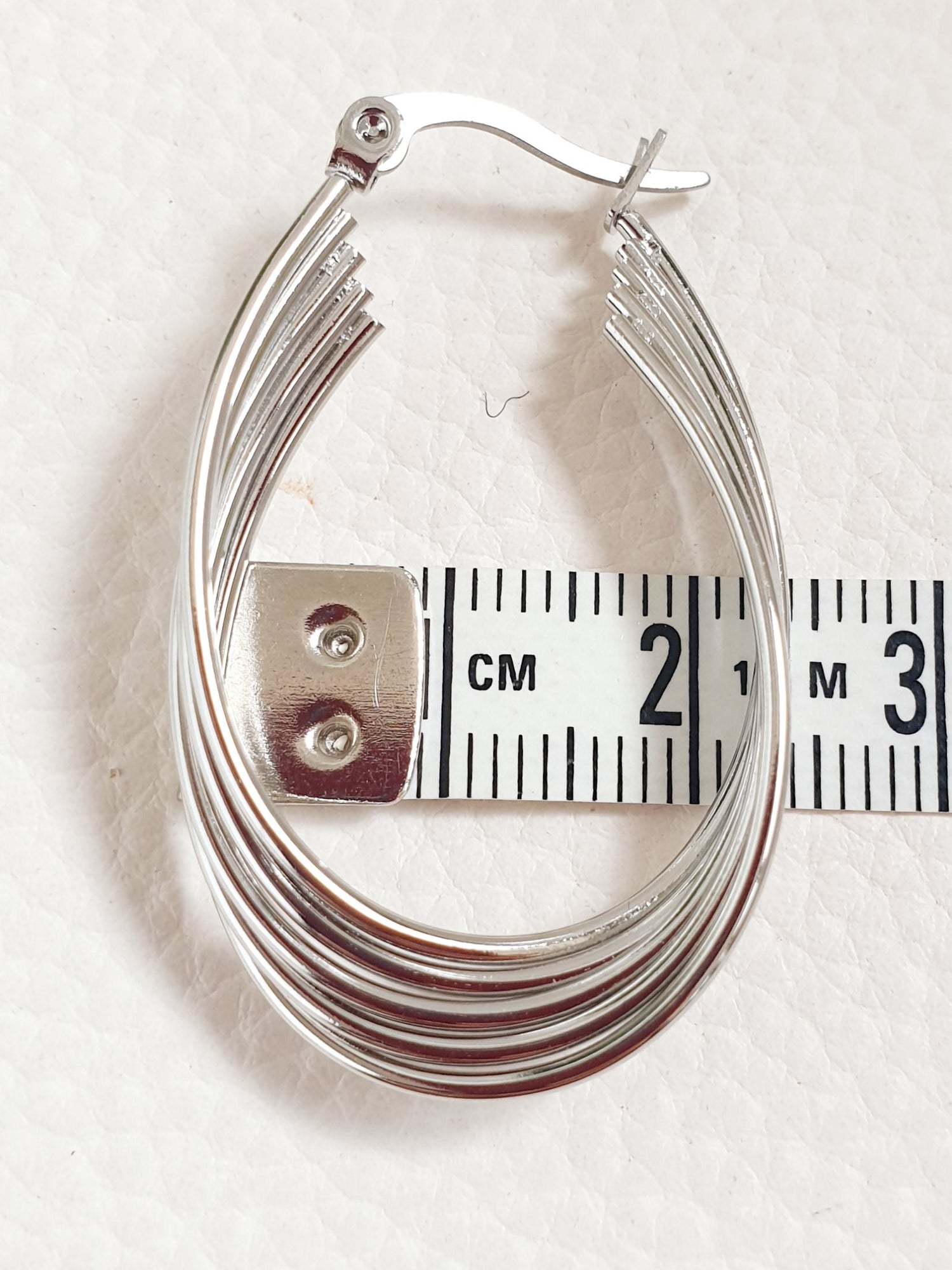 Creole aus Edelstahl oval mehrfach in Silber