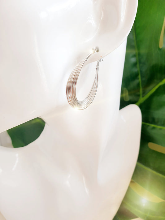 Creole aus Edelstahl oval mehrfach in Silber